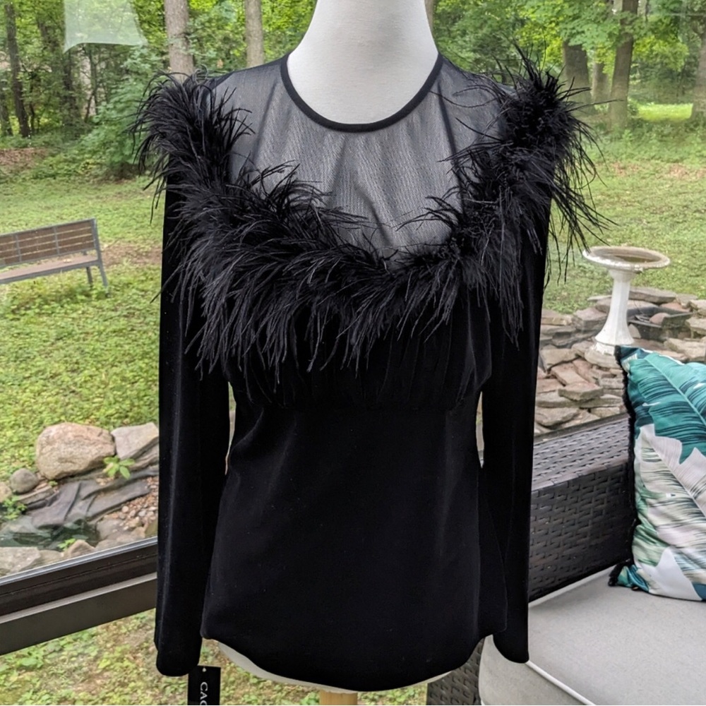 Vintage Cachet & Co Feather Velvet blouse